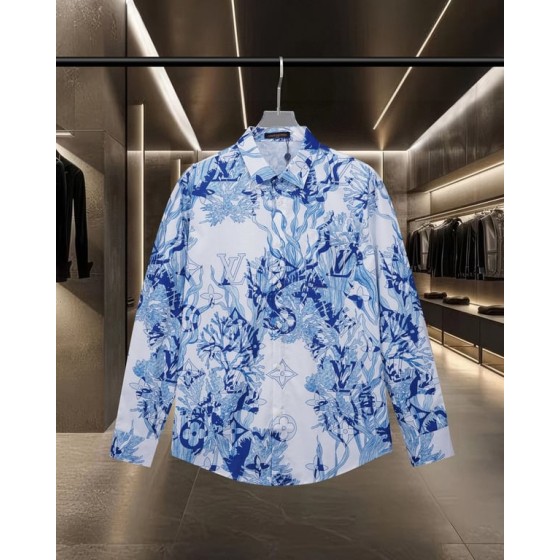 Louis Vuitton Coral Seaweed Monogram All-over Logo Long-Sleeve Shirt
